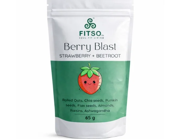 🍓 Berry Blast – Strawberry + Beetroot A vibrant superfood breakfast blend crafted with rolled oats, chia seeds, pumpkin seeds, flax seeds, almonds, raisins, and ashwagandha — infused with the natural goodness of strawberry and beetroot. ✔ Rich in Fiber✔ Antioxidant Packed✔ No Artificial Preservatives✔ Ready in 2–3 Minutes Perfect for energizing mornings, pre-workout fuel, or healthy snacking.